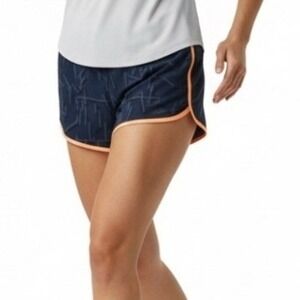 Brooks Running Shorts Women's XL Navy Geometric Print Peach Trim Athletic